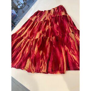 Jones New York Signature Womens Red & Multicolor Tiered Cotton Skirt Size 8 Made